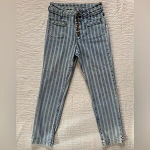 Pilcro Light Blue High Rise Striped Jeans